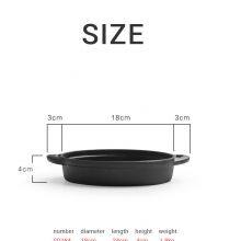 Round Wooden Base Cast Iron Sizzling Plate Two Ears New Design Cast Iron Paella Pan Deep Fry Pan thumbnail-2