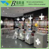 Retail Pharmacy Store Interior Design, Gondola Unit With LED Pharmacy Cross thumbnail-1