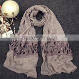 Wholesale New Korean Fashion Cotton Plain Ladies Lace Neck Scarf Quality Choice thumbnail-6