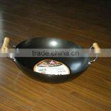 Carbon Steel Non Stick Wok With Two / 2 Wooden Handles