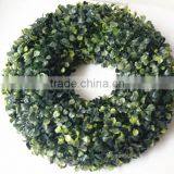 Yiwu Wholesle Artificial Round Shape Boxwood Wreath for Decor Quality Choice