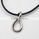 Stainless Steel 8 Symble Pendant Leather Chain Necklace thumbnail-2