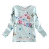 (F5272) blue nova brand baby girls t shirts printed elsa girls casual t shirts children clothing wholesale