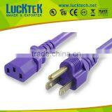 Lucktech C13515P15APU-2F Power Cord IEC 60320 C13 to NEMA 5 SJT Jacket, 15-Amp/125-volt, Purple