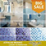 bathroom wall decoration ceramic mixed blue mosaic