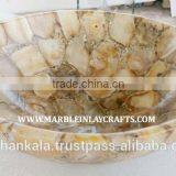 Gemstone Yellow Agate Wash Basin Use Kitchen Purpose