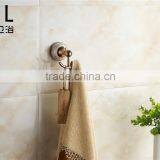 Simple Ceramic Zinc Alloy Rose Gold Bathroom Design Double Hanging Hook