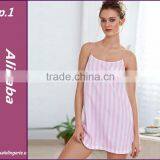 2016 New Pink Striped Suspender Skirt Sleepwear Charming Women's Robes Sexy pink Lace Lingerie Night Gown Puls Size