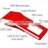 2013 New Mini 3X - 10X - 55X Jewelers Loupe / Magnifier / Microscope With LED & UV Lights