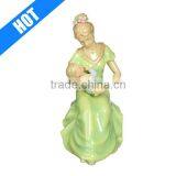 Green Glazed Porcelain Mom With Baby Lady Angel Figurine thumbnail-1