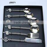 Hand Made Steel Cutlery Set in Mirror Polish With Twisted Handle thumbnail-1