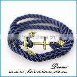 Custom Handmade Mens Genuine Braided Leather Stainless Steel Hook Anchor Bracelet thumbnail-1