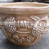 Indoor Wash Vase - Indoor Pottery With Round Rim and Pattern Outside thumbnail-1
