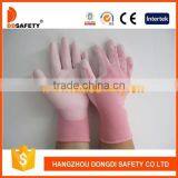 DDSAFETY Pink Nylon With White Pu Gloves