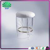 High Quality Acrylic Clear Ottomans High End Metal Decoration Plexiglass Bar Stool Dressing Room Storage Stool thumbnail-4