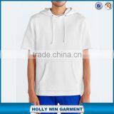White Relaxed-fit Pullover Cotton Men's Short Sleeve Hoodie