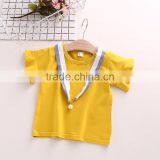 Summer Child Clothes Set Girls Clothing Flying Sleeves Round Neck t Shirt Baby Striped Wide Leg Pants Two Piece thumbnail-3