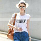 Wholesale OEM Blank T Shirt High Quality Sleeveless Cotton Women T Shirt Printing thumbnail-2