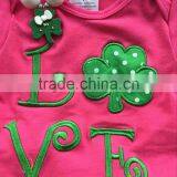 2016 New St.Patrick Day Baby Girls Infant Romper Hot Pink Green Ruffle Romper Kids Wear Hot Sell With Matching Headband Sets thumbnail-2