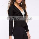 Fashion Curved Collar Long Sleeve Ladies Blazer Designs Women Blazer With Single Button Closure thumbnail-4