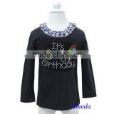 Zebra Collar Bling Rhinestone It's My Birthday Black Long Sleeves Top 1-7Y thumbnail-1