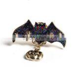 Tie Tac Lapel Pin Brooches Halloween Bat Animal Pumpkin Gold Plated Multicolor Glitter Pin Brooch