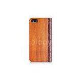 Walnut or Bamboo Wooden Cell Phone Case , Genuine Leather and Wood Folio Iphone5S Cases