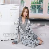 100% polyester printed flannel knitted robe