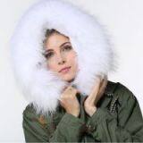 High Quality Beading Outerwear Women Fur Parka With White Raccoon Fur thumbnail-3