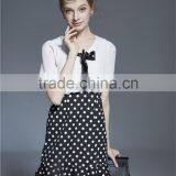 Latest Dress Designs Photos Ladies Casual Chiffon Tops and Polka Dot Skirt thumbnail-6