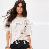 Pink Summer Distressed Washed Short Sleeve Women t Shirt thumbnail-2