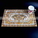 6pcs Bronzing Pvc Placemat Dining Table Mat Golden Coaster Waterproof Insulation Pad Tableware Utensil Restaurant thumbnail-2