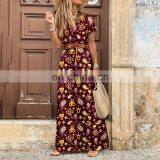 Hot Sale Vacation Summer Bohemian Style V-neck Floral Dress thumbnail-2