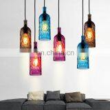 Retro Indoor Vodka Wine Bottle Hanging Lamp Decorative Glass Pendant Lamps