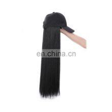 24 Inch Long Wavy Synthetic Hair Wig With Hat Hot Style Black Color For Woman High Temperature thumbnail-4