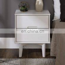 Pine Wood Bedside Cabinet White Nightstand With 2 Drawers thumbnail-2