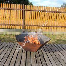 Customized Size Outdoor Wood Burning Garden Fire Pit Square Large Steel Fire Bowl thumbnail-2