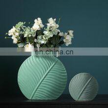 ENO Green Leave Vase Ceramic Home Decoration Flower Arrangement Vase Creatives Flower Ornaments thumbnail-2
