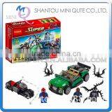 Mini Qute DECOOL Marvel Avenger Super Hero Spiderman Chariot Battle Building Block Action Figure Educational Toy NO.7104