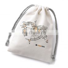 Eco Friendly Reusable Promotion Gift Bag Bulk Muslin Fabric Calico Drawstring Canvas Bag for Packaging