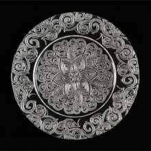 Factory Hot Selling Lace Design Decorative Colored Black And Clear Banquet Bulk Glass Wedding Charger Plates Wholesale thumbnail-5