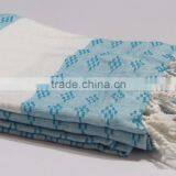 Aqua Blue Tunisian Fouta Soft Pareo Factory Wholesale Beach Towel thumbnail-1