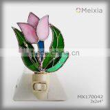 MX170042 tiffany style night light valentine gift stained glass rose