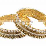 Indian Fashion Pearl Gold Plated Bangle Bracelet Set For Women thumbnail-2