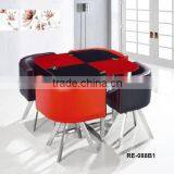 Cheap Glass Top Metal Dining Table Set thumbnail-4