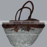 Handcrafted Moroccan silver wicker basket n2