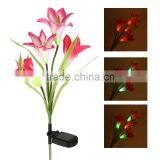 Solar Power Lily Flower LED Light Garden Yard Lawn View Lamp Free Shipping thumbnail-1