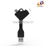Newest Design Y Shape 2in1 keychain USB Cable For Apple And Android Pone
