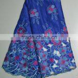 Rhinestone Embroidery Lace Fabric African Silk Lace Fabric for Girl Dress thumbnail-3