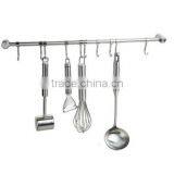 Dual Function Stainless Kitchen Rail With 10 Movable Hooks Hangers thumbnail-3